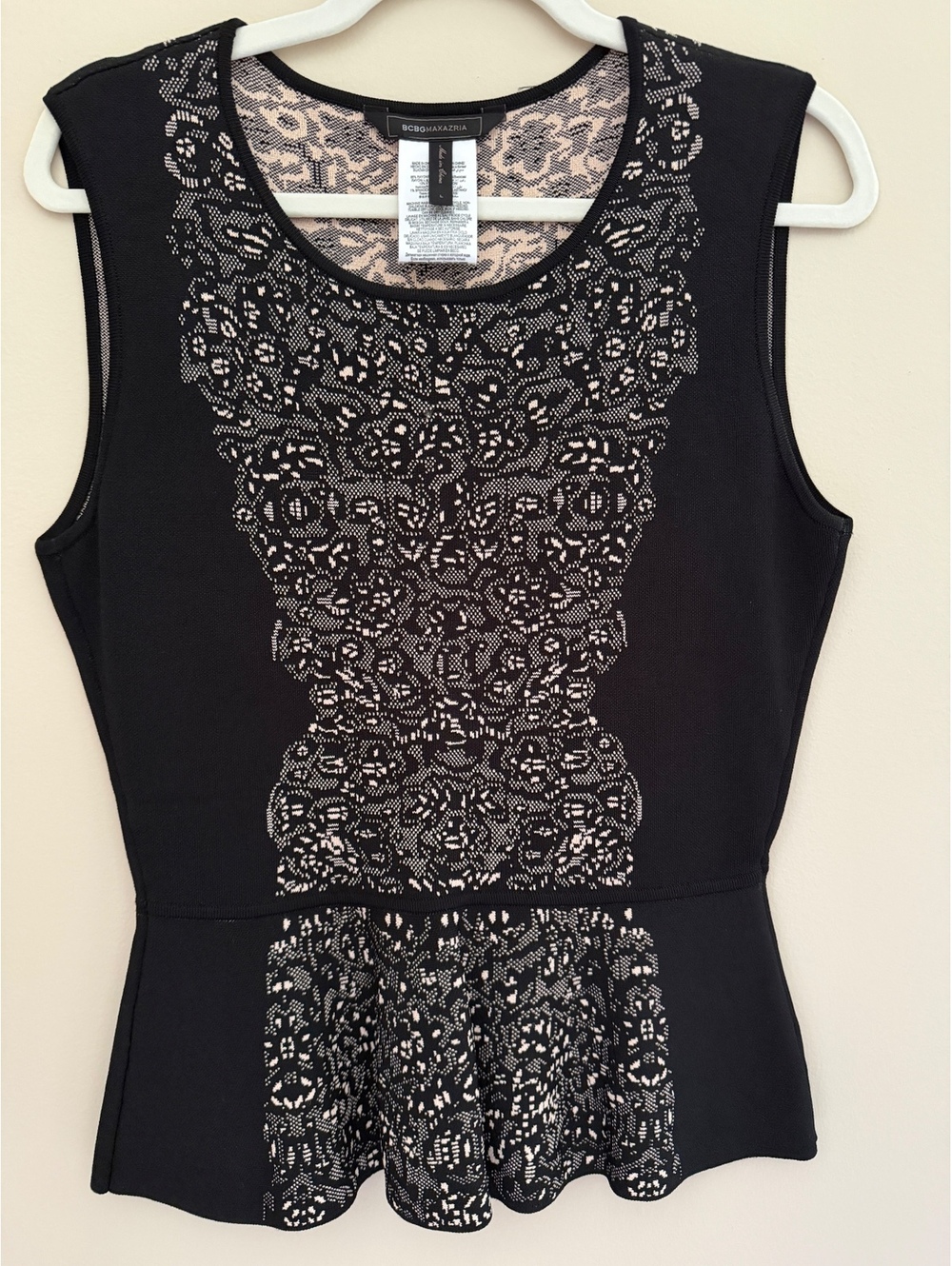 Large BCBGMaxAzria black/beige top
